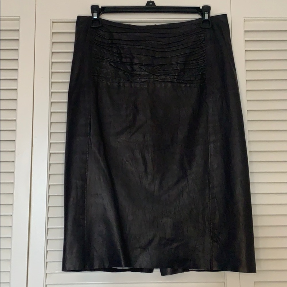 Rozae Nichols Leather Pencil Skirt Silk